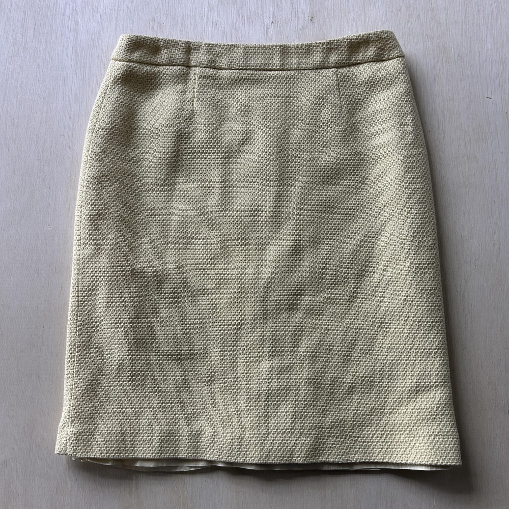 Casual Corner Skirt Womens 8 Yellow Tweed Pencil Knee Length Lined Office Career